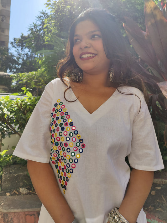 Stylish White Linen Kurti for a sophisticated & elegant look. Our comfortable & fashionable ensemble blends traditional Indian ethnic design with contemporary style. Perfect for any occasion, our Linen Kurti is a versatile addition to your wardrobe. Explore our collection today to find your perfect outfit.