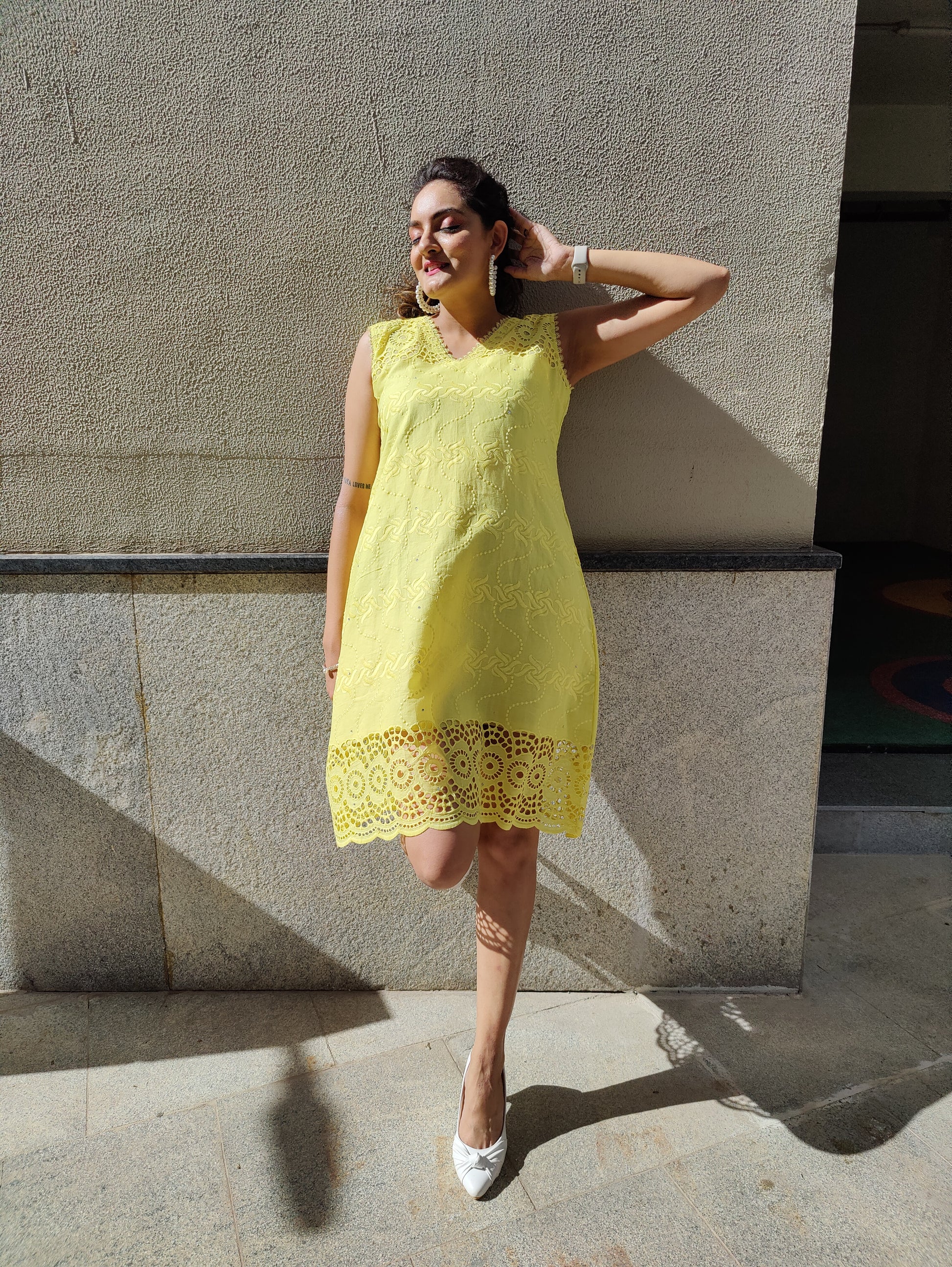 Schiffli Embroidered Summer Dress UNBOX COLOURS Schiffli Embroidered Summer Dress UNBOX COLOURS