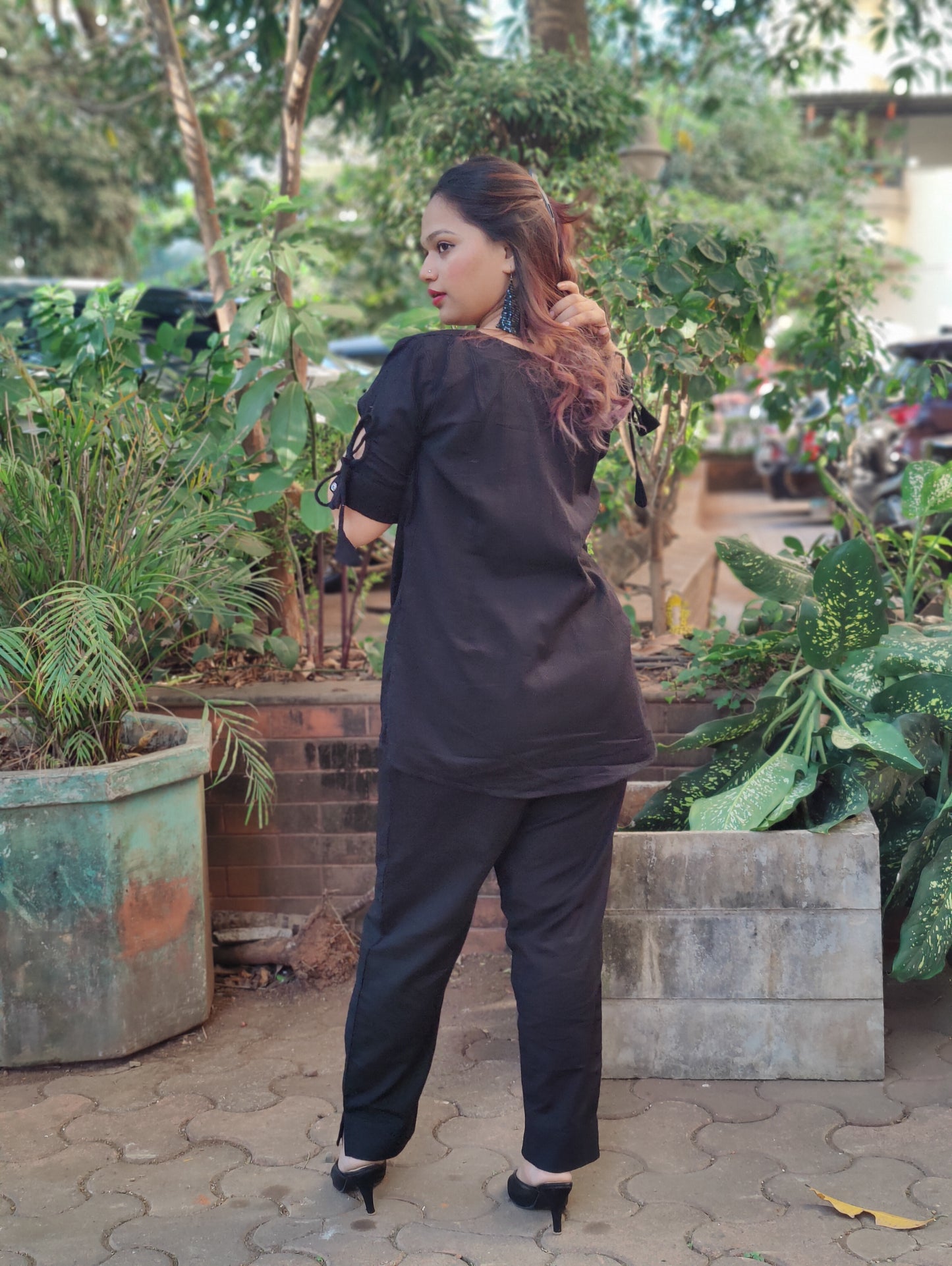 Stylish black Linen Co-ord Set for a sophisticated & elegant look. Our comfortable & fashionable ensemble blends traditional Indian ethnic design with contemporary style. Perfect for any occasion, our Co-ord Set is a versatile addition to your wardrobe. Explore our collection today to find your perfect trendy outfit.