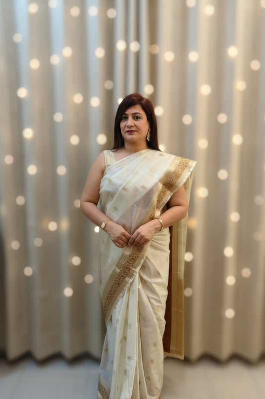 Moonlit Ivory Readymade Saree
