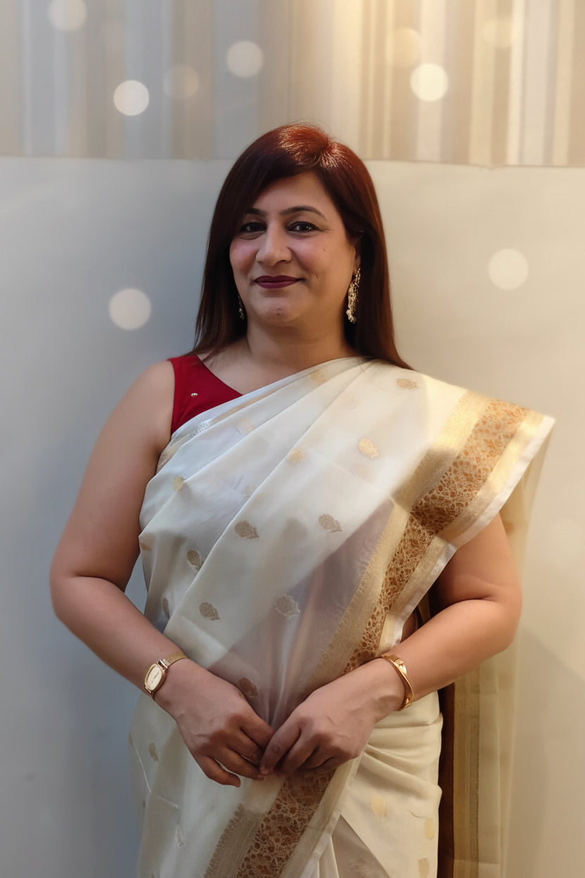Moonlit Ivory Readymade Saree