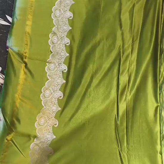 Turn Heads with Lime Green, a graceful Golden Zari Banarasi ready-to-wear Saree crafted for effortless style & comfort. Featuring a rich lime green hue with elegant woven detailing, this pre-stitched saree is perfect for festive celebrations, wedding functions, receptions, haldi ceremonies, cultural events & party wear. A perfect blend of sophistication & convenience-drape it in minutes & shine beautifully at every special occasion.