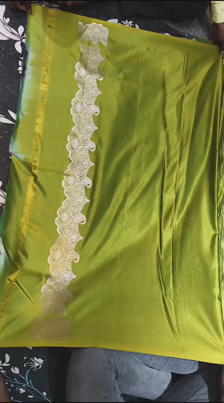 Turn Heads with Lime Green, a graceful Golden Zari Banarasi ready-to-wear Saree crafted for effortless style & comfort. Featuring a rich lime green hue with elegant woven detailing, this pre-stitched saree is perfect for festive celebrations, wedding functions, receptions, haldi ceremonies, cultural events & party wear. A perfect blend of sophistication & convenience-drape it in minutes & shine beautifully at every special occasion.