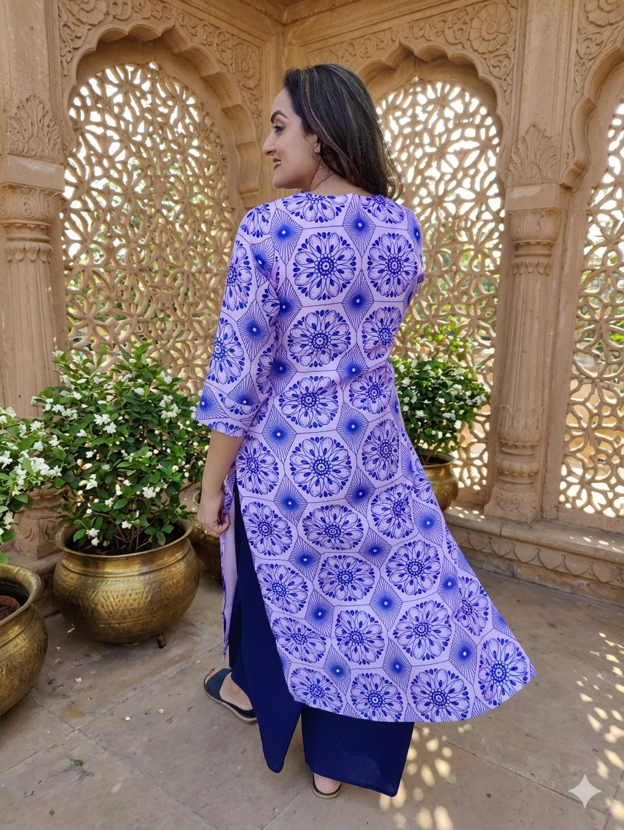 MANDALA PRINT STRAIGHT KURTI