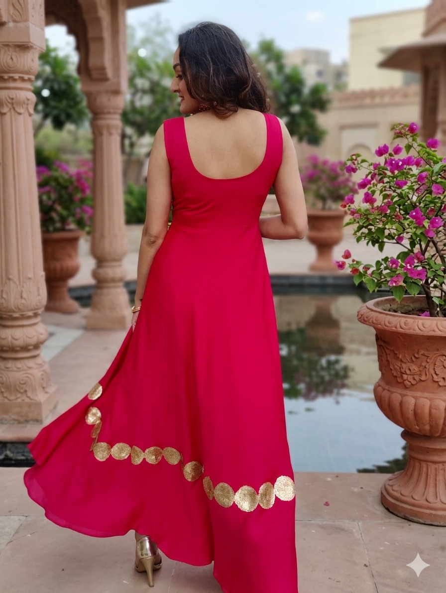 Fushia Indo Western Gown