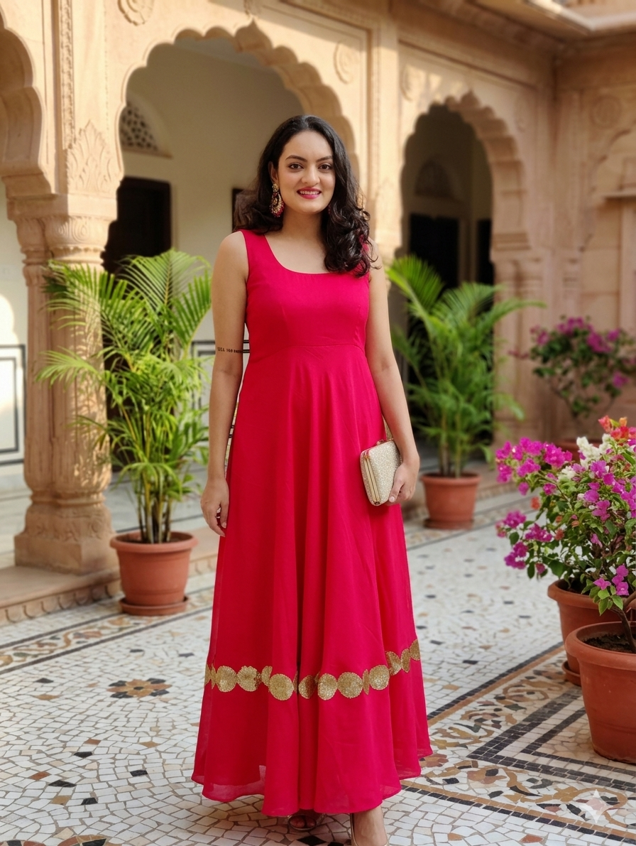 Fushia Indo Western Gown