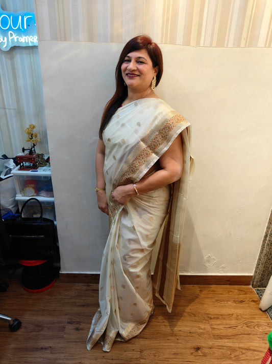 Moonlit Ivory Readymade Saree