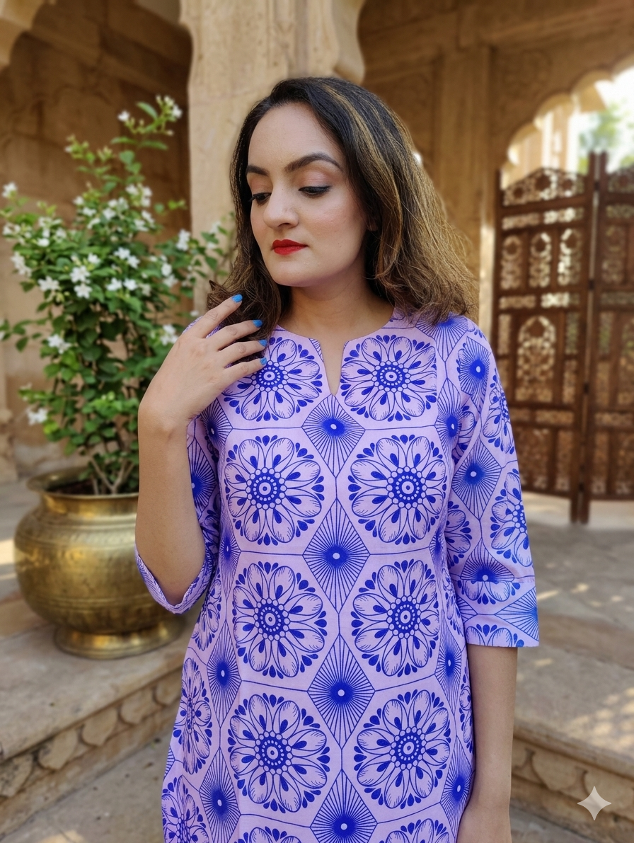 MANDALA PRINT STRAIGHT KURTI