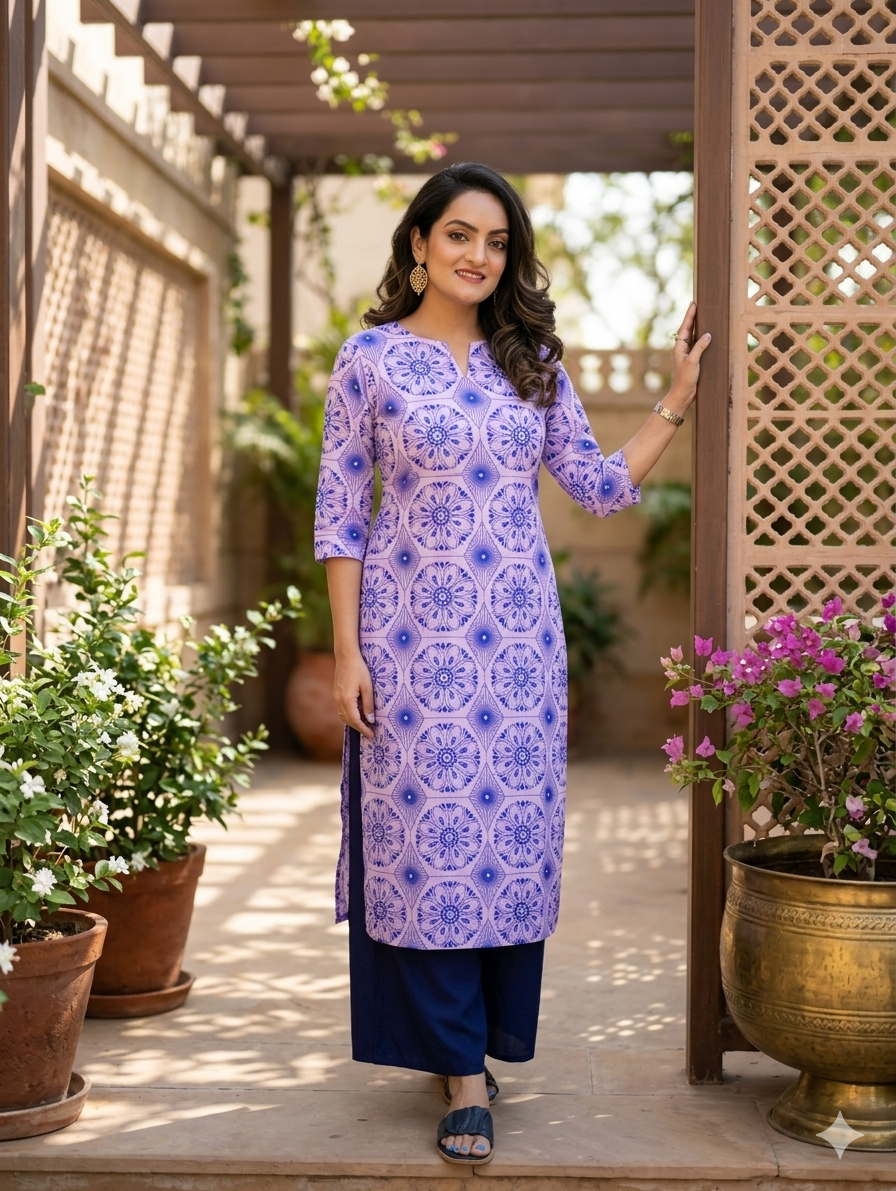 MANDALA PRINT STRAIGHT KURTI