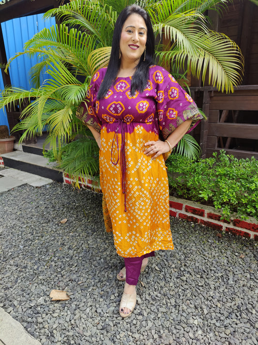 Bandhani Kaftan Pant Set