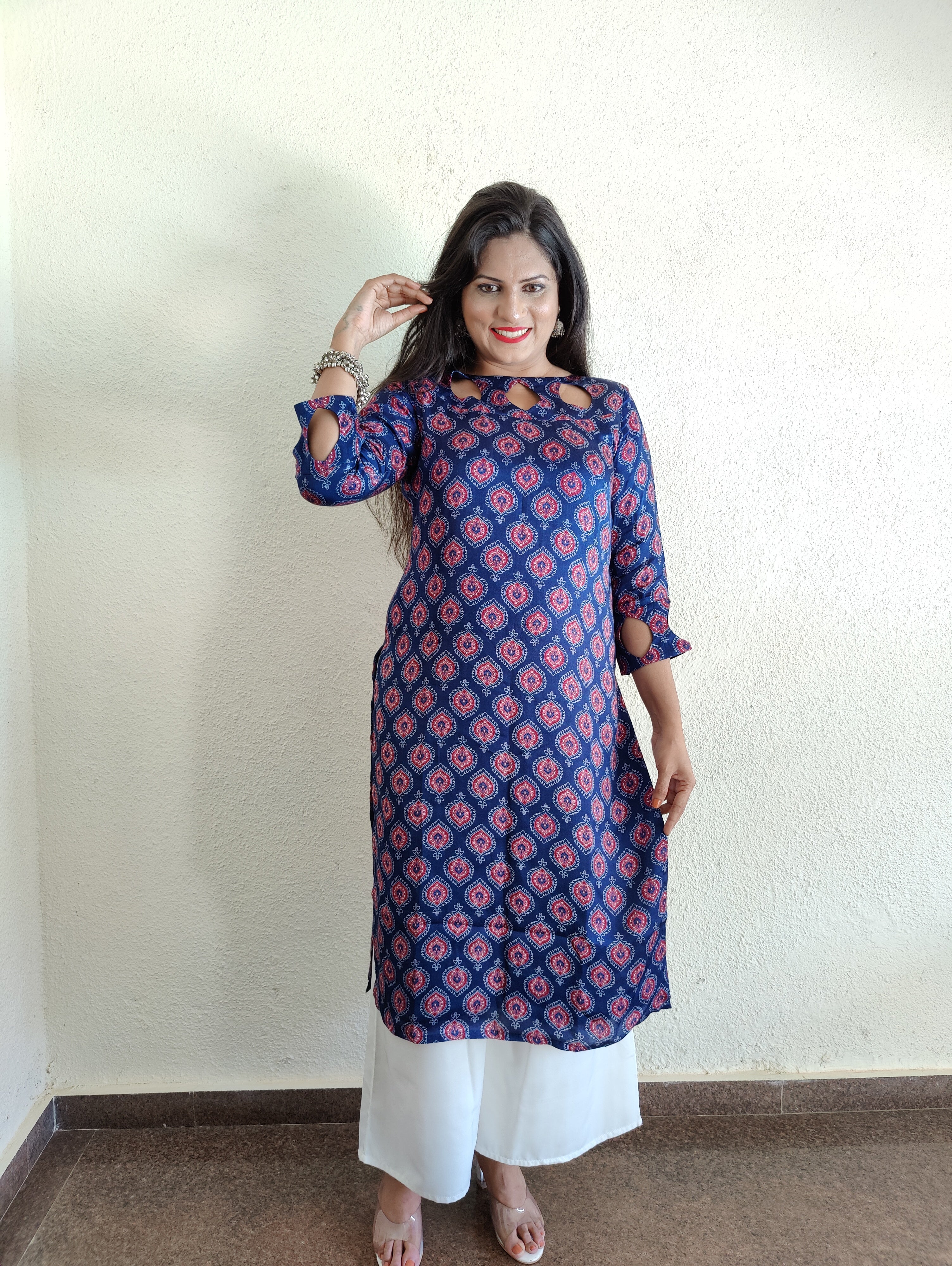 AJRAKH PRINT STRAIGHT KURTI