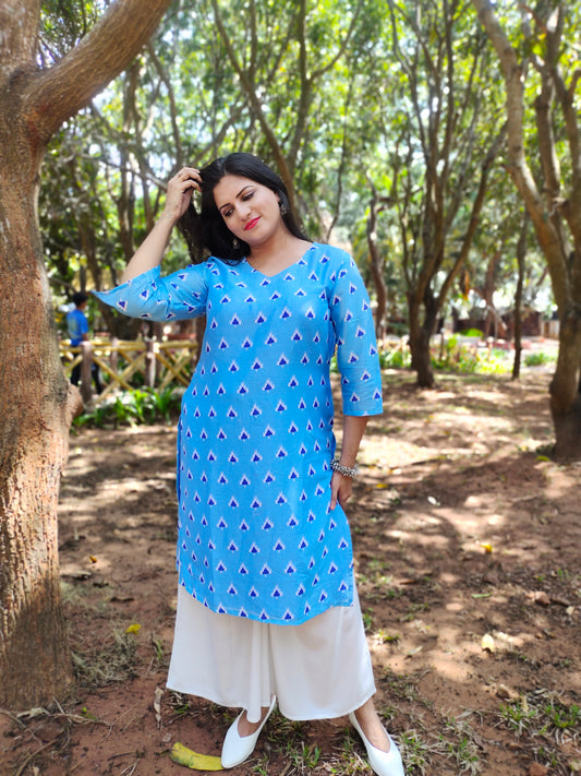 IKKAT PRINT STRAIGHT KURTI