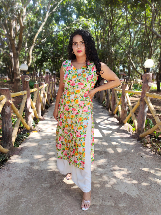 FLORAL PRINT A LINE KURTI