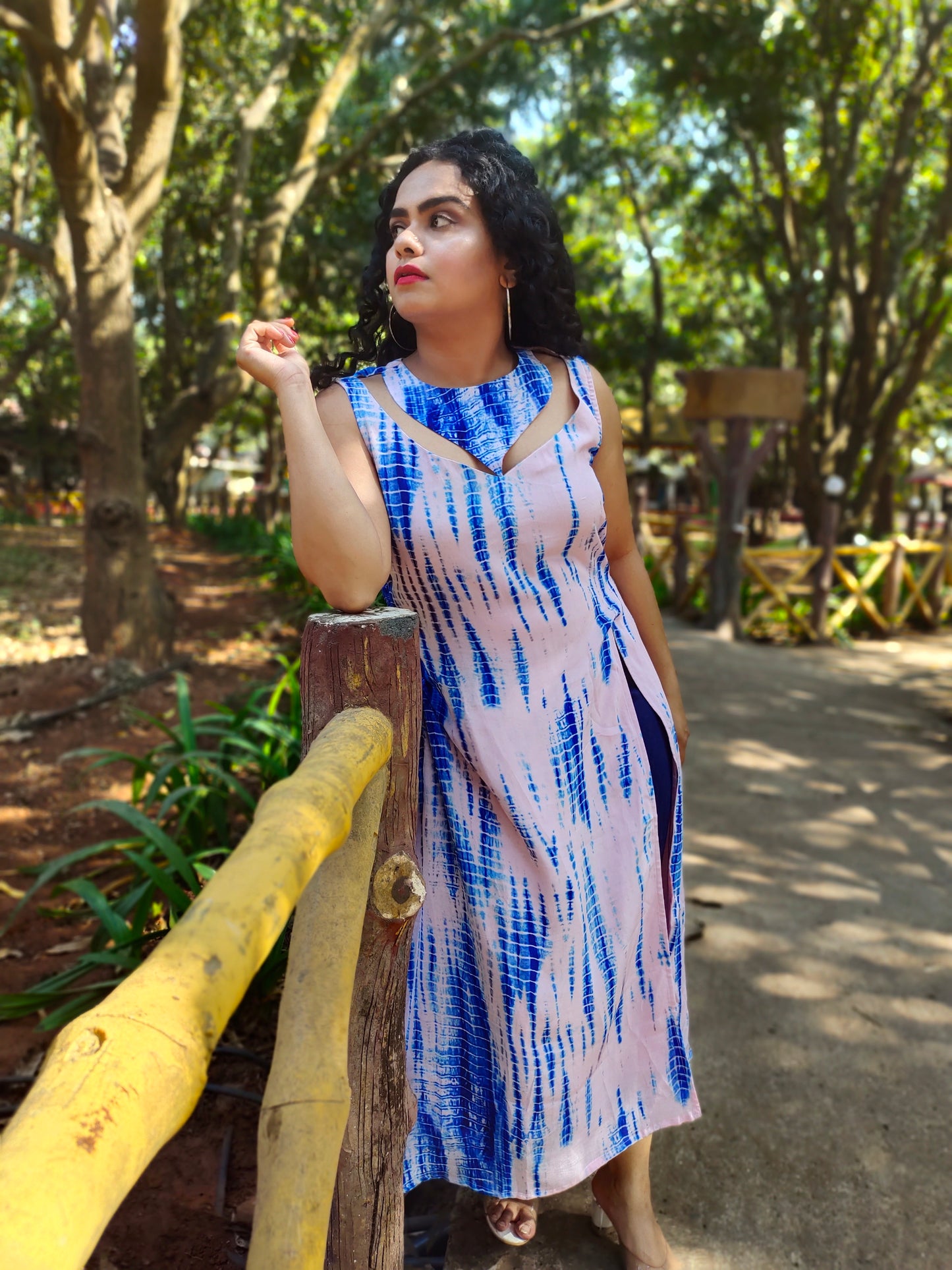 SHIBORI PRINT A LINE KURTI