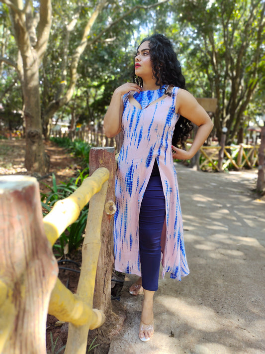 SHIBORI PRINT A LINE KURTI