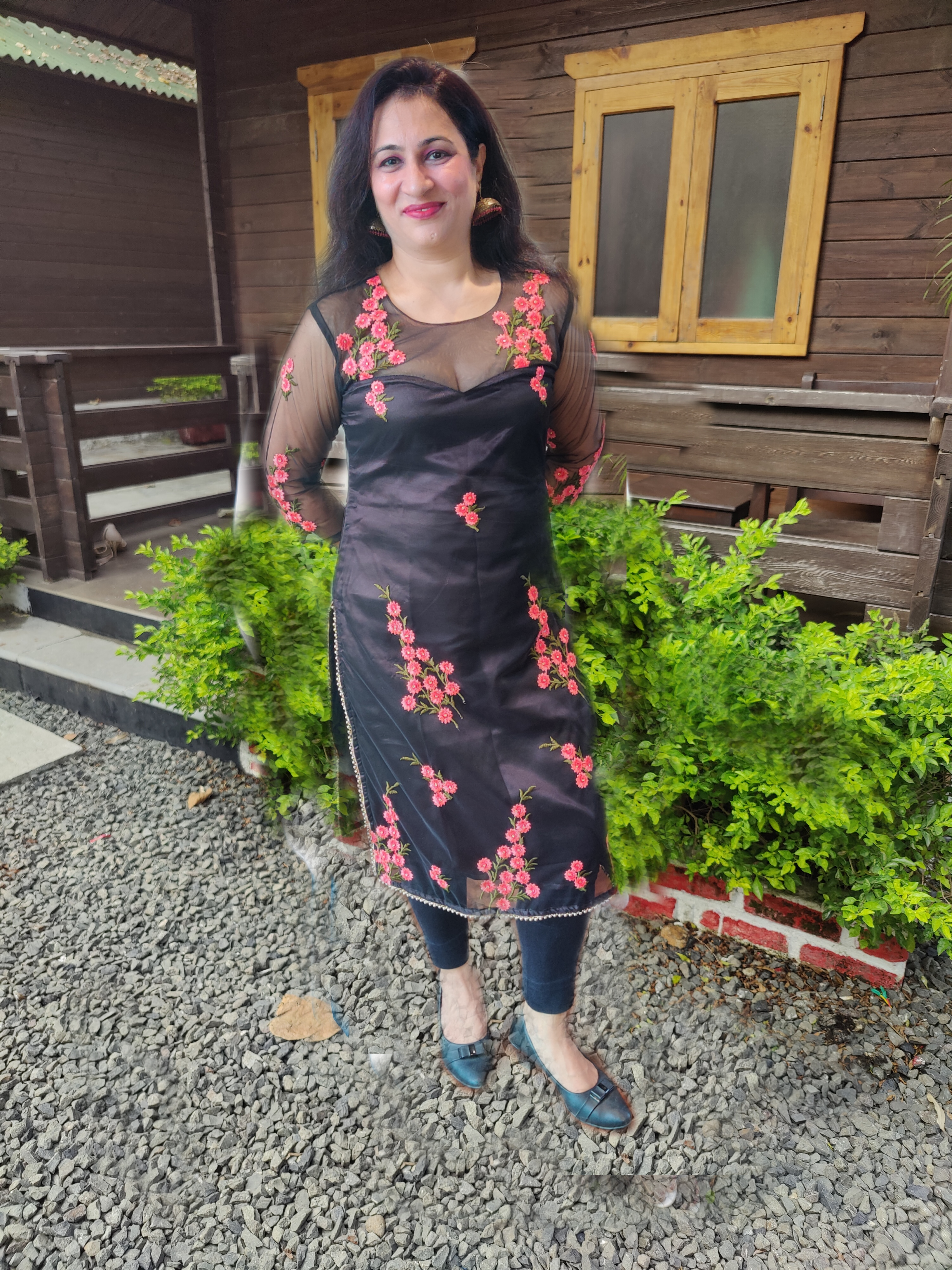 Embroidered Black Net Suit Set