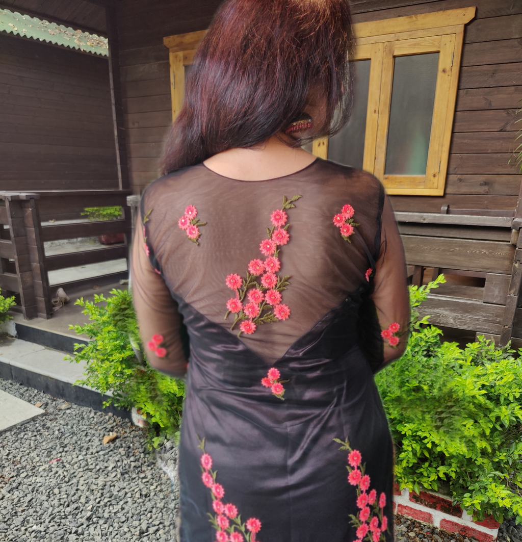 Embroidered Black Net Suit Set